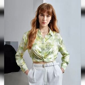 Tie-Dye Silk Blouse 100% Silk Monet Inspired Size S